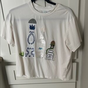 Womans White Sequin Bottle Graphic Tee